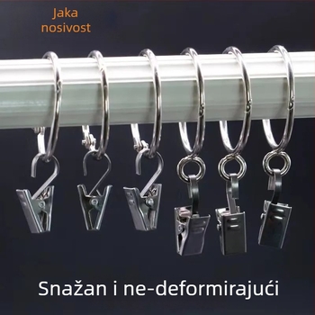 Otporan klips za zavjese od nehrđajućeg čelika, dodaci za zavjese, kućna kuka s prstenom za vješanje i prsten za zavjesu