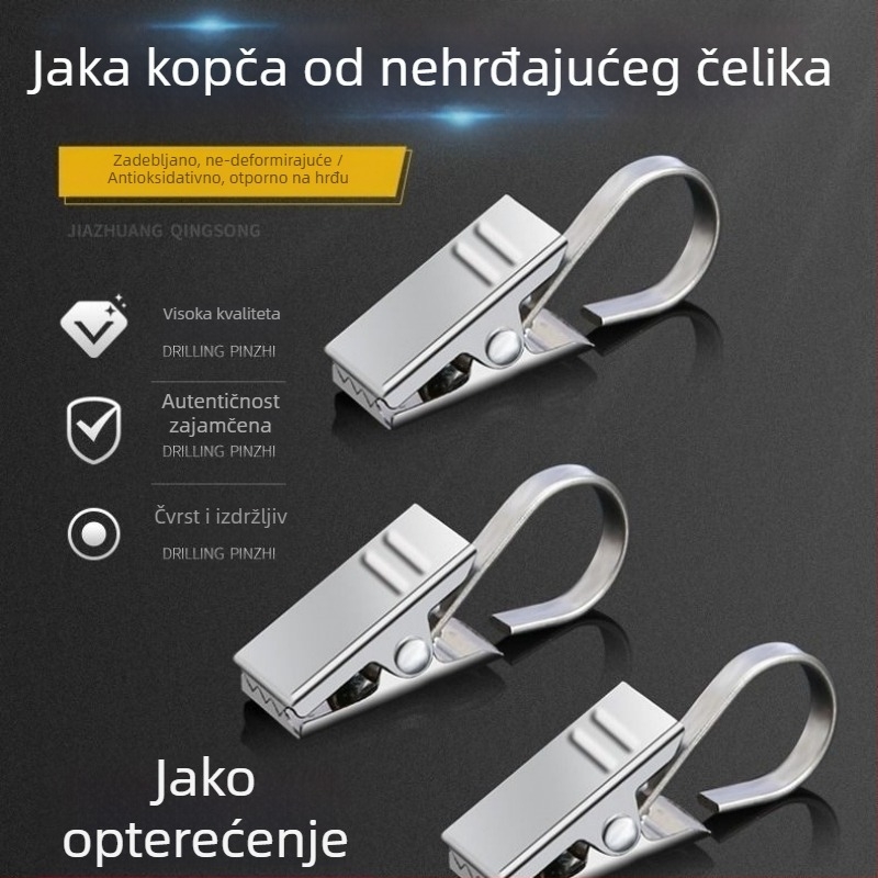 Otporan klips za zavjese od nehrđajućeg čelika, dodaci za zavjese, kućna kuka s prstenom za vješanje i prsten za zavjesu