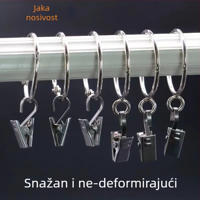 Otporan klips za zavjese od nehrđajućeg čelika, dodaci za zavjese, kućna kuka s prstenom za vješanje i prsten za zavjesu