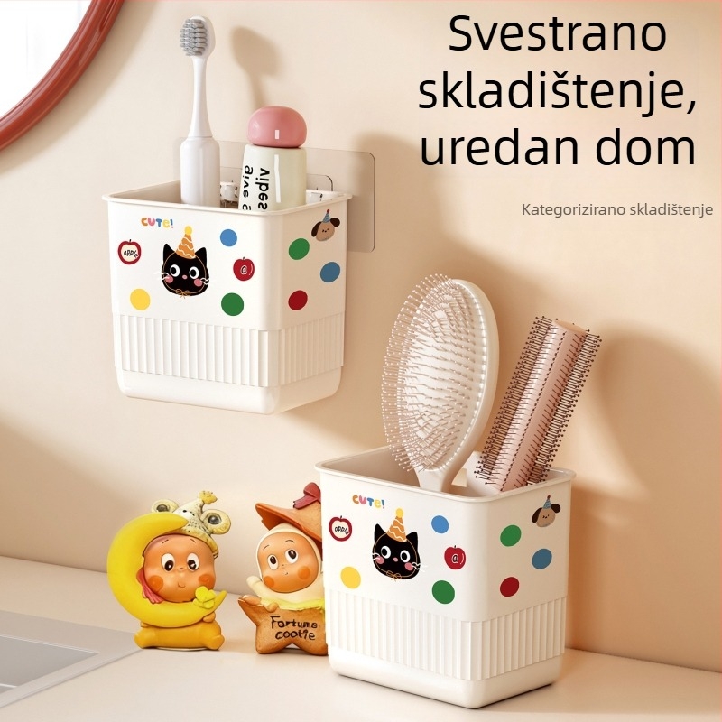 Zidni organizator kupaonice bez bušenja za četkice za zube, pastu za zube i proizvode za njegu lica