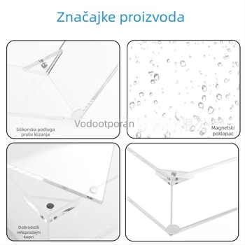 Akril kutija za skladištenje s poklopcem, zapremina 1 L; prozirna, modernan minimalistički dizajn; pogodna za kuhinju, dnevni boravak, stol i kupaonicu; za papirnate maramice, kozmetiku i uredske potrepštine.