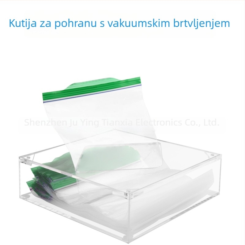 Akril kutija za skladištenje s poklopcem, zapremina 1 L; prozirna, modernan minimalistički dizajn; pogodna za kuhinju, dnevni boravak, stol i kupaonicu; za papirnate maramice, kozmetiku i uredske potrepštine.