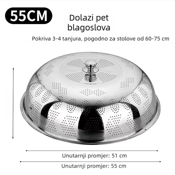 Poklopac za posuđe od nehrđajućeg čelika, debeli, prozračan poklopac za prašinu i ostatke hrane, kuhinjska upotreba