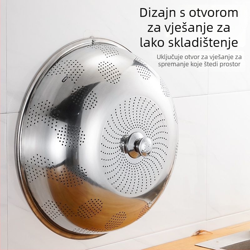 Poklopac za posuđe od nehrđajućeg čelika, debeli, prozračan poklopac za prašinu i ostatke hrane, kuhinjska upotreba