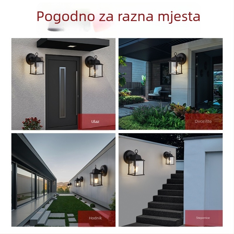 Vanjska zidna svjetiljka u novom kineskom stilu za vrt i vilu, retro motiv blagoslova, vodootporna, jednostavno dvorišno osvjetljenje