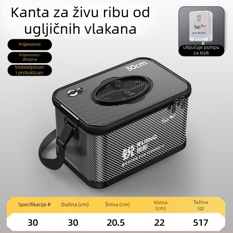 Sklopiva kanta za živu ribu uz ramenu torbu za ribolov i višenamjenske dodatke za ribolov