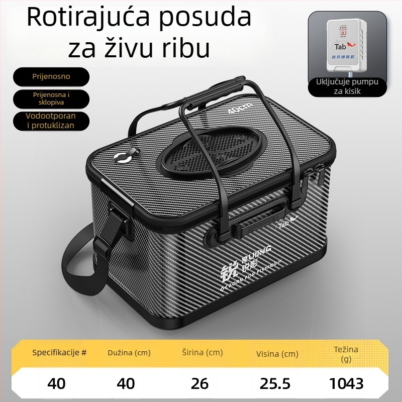 Sklopiva kanta za živu ribu uz ramenu torbu za ribolov i višenamjenske dodatke za ribolov