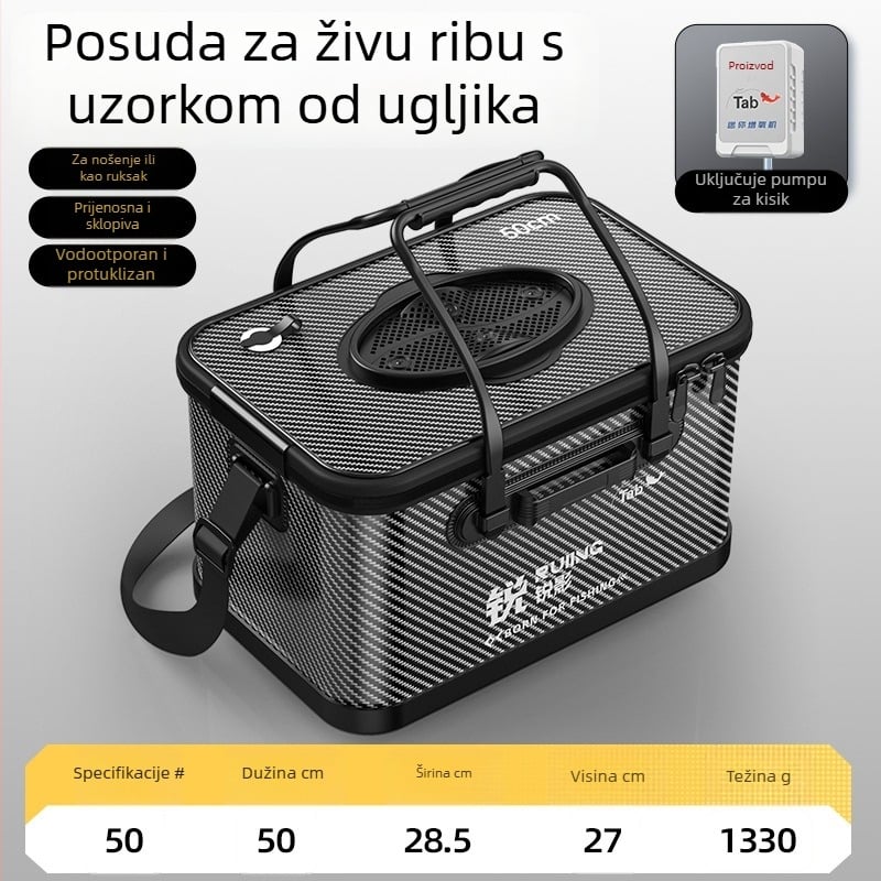 Sklopiva kanta za živu ribu uz ramenu torbu za ribolov i višenamjenske dodatke za ribolov