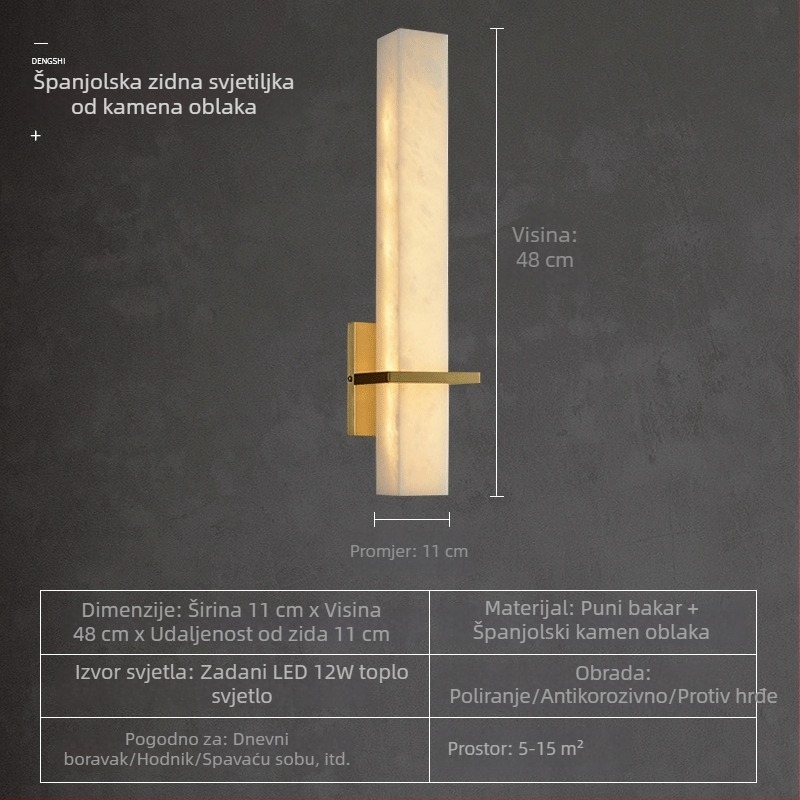 Stenska lampa od mesinga s uzorkom mramora u oblaku, moderni minimalistički dizajn za dnevni boravak ili spavaću sobu