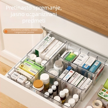 Akrilni kozmetički organizator sa 6 pretinaca za maske za lice i njegu kože – stolni organizator