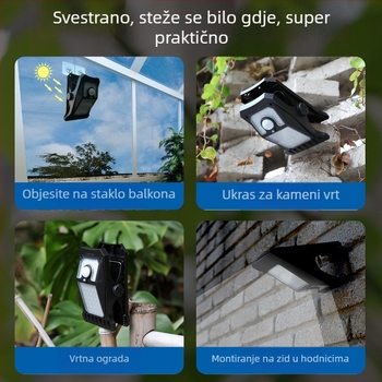 Solarna klips LED svjetiljka za vanjsku upotrebu, visoka svjetlost s senzorom pokreta za ogradu, vrt i balkon