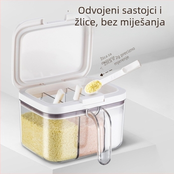 Zapečaćena kutija za začine s odjeljcima, prozirna kuhinjska posuda u japanskom stilu, višenamjenski spremnik s više odjeljaka