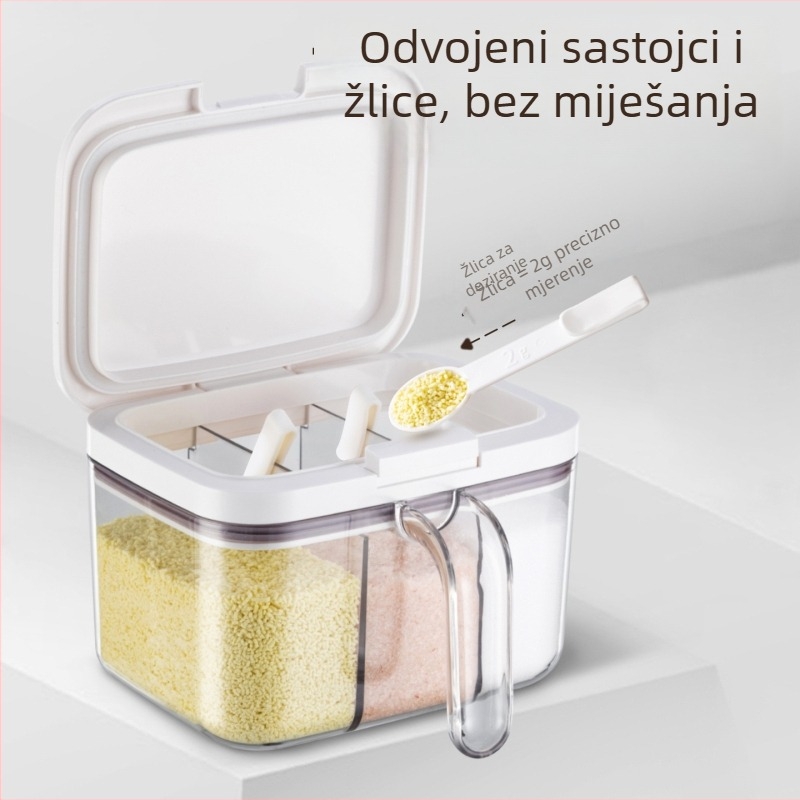Zapečaćena kutija za začine s odjeljcima, prozirna kuhinjska posuda u japanskom stilu, višenamjenski spremnik s više odjeljaka