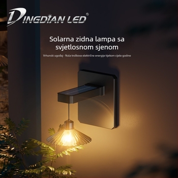 Solarna zidna svjetiljka za vanjsku upotrebu, vodootporna dekorativna zidna lampa s učinkom svjetla i sjene, vrtna zidna rasvjeta