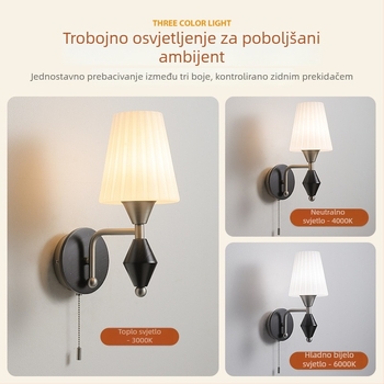 Francuska retro Bauhaus zidna svjetiljka s povlačnim kabelom – noćna svjetiljka za spavaću sobu i dekor zidova dnevnog boravka – Casagd
