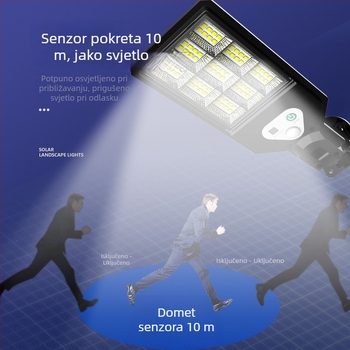 Solarna vanjska zidna svjetiljka s detekcijom pokreta i daljinskim upravljačem — vodootporno dvorišno zidno svjetlo, LED, 6V, 3.69W