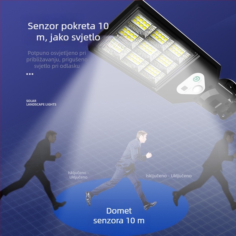 Solarna vanjska zidna svjetiljka s detekcijom pokreta i daljinskim upravljačem — vodootporno dvorišno zidno svjetlo, LED, 6V, 3.69W