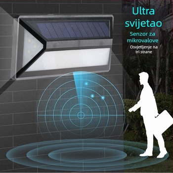 Solarna vanjska zidna svjetiljka s senzorom pokreta, vodootporna, za vrt, dvorište i stepenice