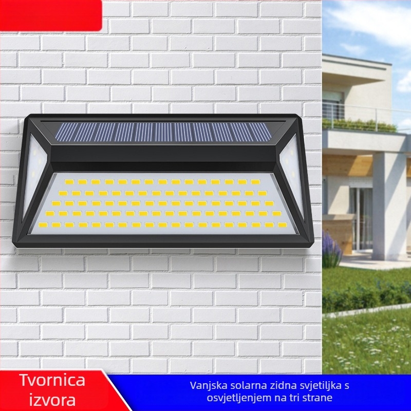 Solarna vanjska zidna svjetiljka s senzorom pokreta, vodootporna, za vrt, dvorište i stepenice