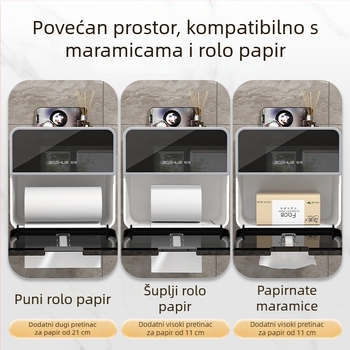 Zidni držač kutije za papir i spremnik za toaletni papir, kupaonica, luksuzni dvostruki sloj, montaža bez bušenja