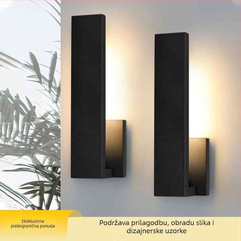 Prilagođena aluminijska LED moderna zidna svjetiljka, 2 komada, matno crna, za verandu, spavaću sobu, kupaonu, dnevnu sobu i stepenice, žičano spajanje
