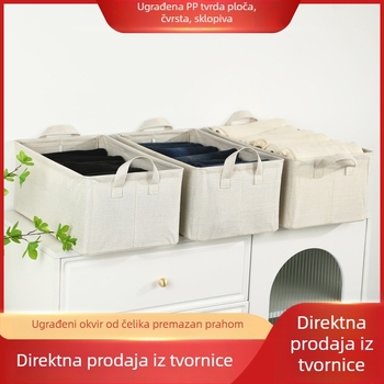 Sklopiva kutija za pohranu s metalnim okvirom i platnom, 26 L, 47×28×20 cm, bez poklopca, može se slagati, japanski stil, jednobojna