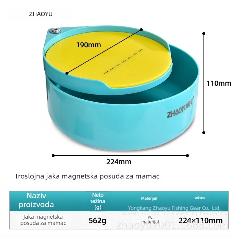 Chaoyu potpuno magnetska posuda za mamce, snažan magnet, univerzalna posuda za mamce za ribolov, vertikalni držač za udice, jednostavna kutija za ribolov, magnetski disk