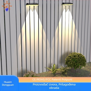 Solarna vanjska zidna svjetiljka s RGB u 7 boja i senzorom svjetla, za ogradu