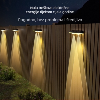 Solarna vanjska zidna svjetiljka s RGB u 7 boja i senzorom svjetla, za ogradu