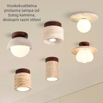 Prilagođena japanska Wabi-Sabi stilska žuta travertinska mala stropna svjetiljka za spavaću sobu, ulaz, balkon i hodnik