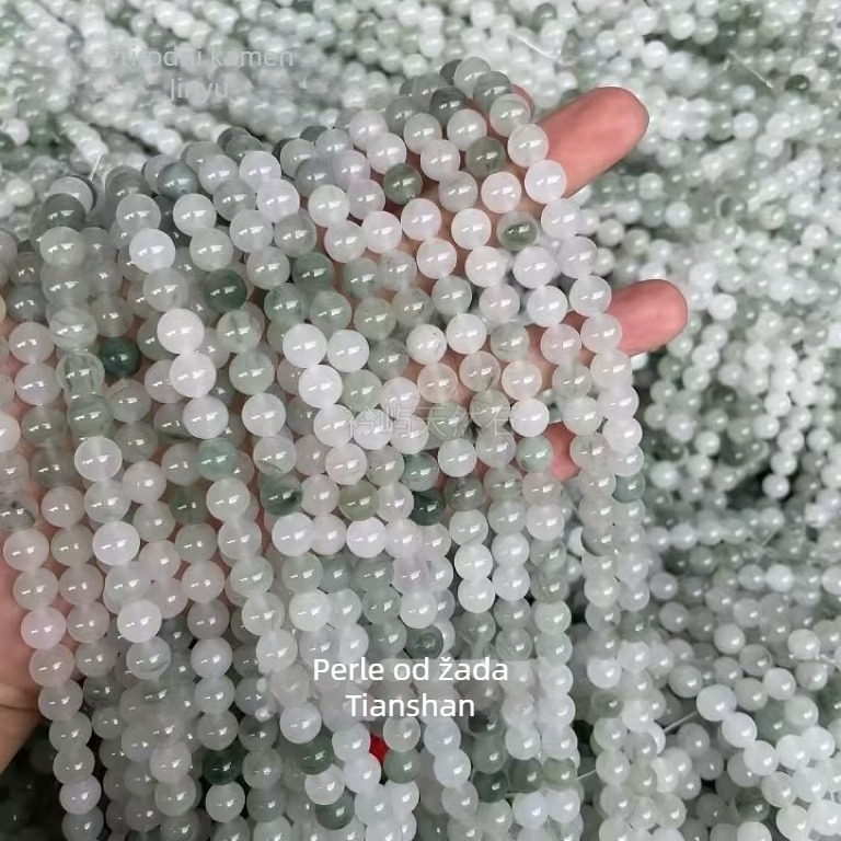 Prirodno ledeno nefritne abakuške perle, Tianšan nefrit za DIY nakit, spacer perle 8 mm, okrugle, poluproizvod