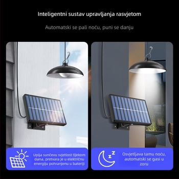 Solarna lampa s tajmerom za unutarnji dvorište, atmosferska kamping rasvjeta, vodootporna LED zidna i viseća svjetiljka