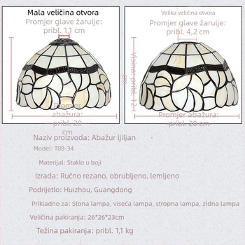 Tiffany stakleni abažur za stolnu lampu, zidnu lampu i lustr – dodatna oprema za rasvjetu