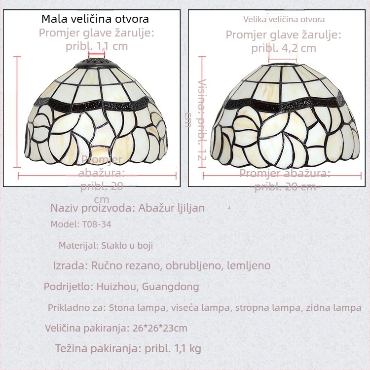 Tiffany stakleni abažur za stolnu lampu, zidnu lampu i lustr – dodatna oprema za rasvjetu