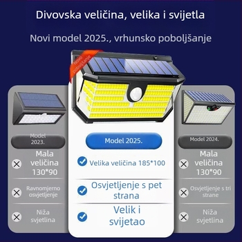 Solarna svjetiljka s senzorom pokreta za vanjsku upotrebu na vilama i vrtovima, LED zidna svjetiljka IP65 vodootporna, s dugim vijekom trajanja