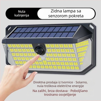 Solarna svjetiljka s senzorom pokreta za vanjsku upotrebu na vilama i vrtovima, LED zidna svjetiljka IP65 vodootporna, s dugim vijekom trajanja