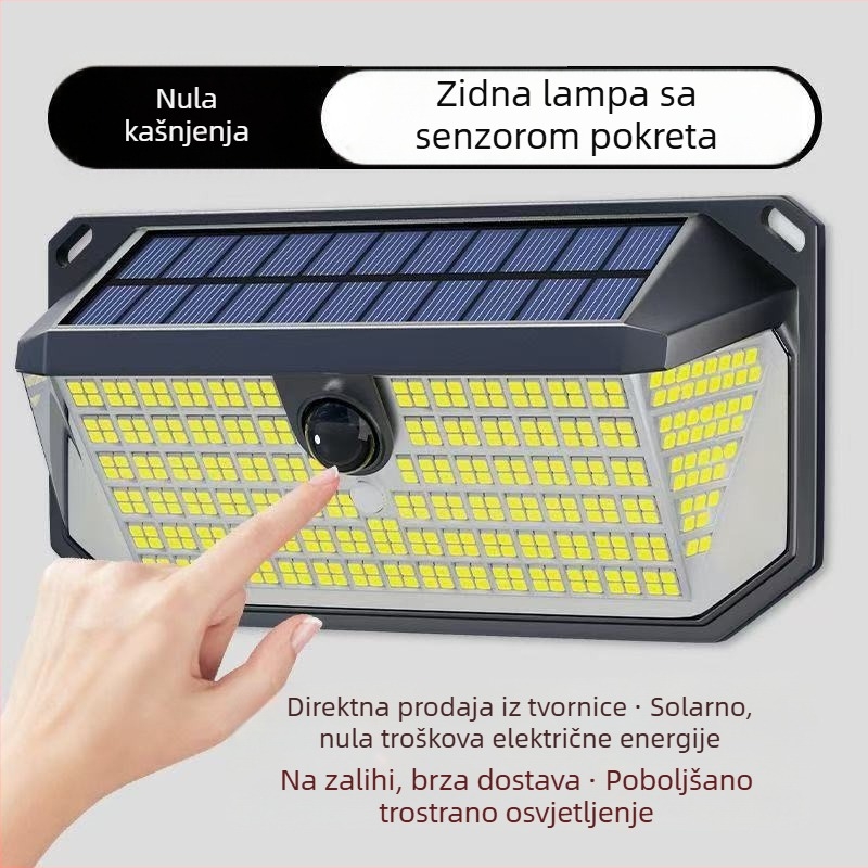Solarna svjetiljka s senzorom pokreta za vanjsku upotrebu na vilama i vrtovima, LED zidna svjetiljka IP65 vodootporna, s dugim vijekom trajanja