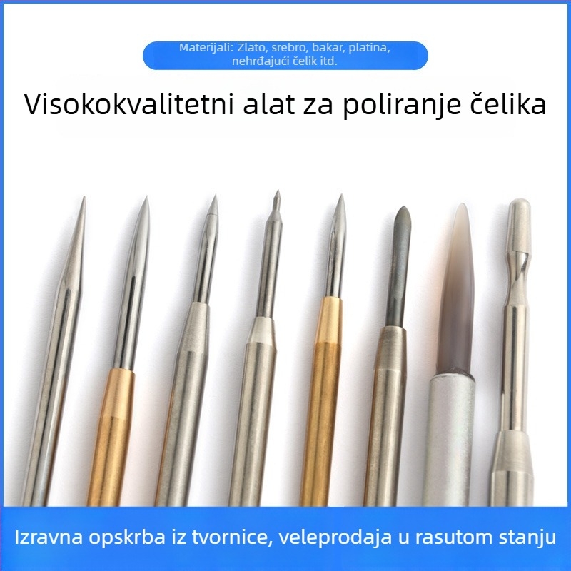 Polirno pero od volframovog čelika s plosnim krajem, dvostrani alat za poliranje nakita od zlata, srebra i bakra — narukvice i prsteni.