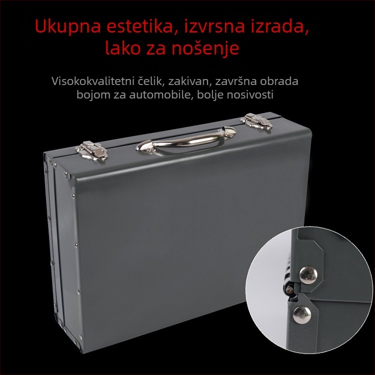 Metalna kutija za alat, debeli i produženi dizajn, prostor za pohranu, pogodna za servis automobila i kućnu uporabu