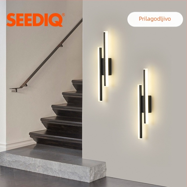 Zidna svjetiljka s dvije linije za hodnike i stubišta – moderni minimalistički LED rasvjeta za unutarnji prostor, spavaću sobu
