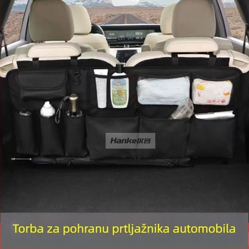 Organizator prtljažnika automobila, koža i Oxford materijal, viseći spremnik za skladištenje