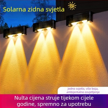 Solarna vanjska zidna svjetiljka za vrt, IP65 vodootporna, zidno osvjetljenje tipa wash, rasvjeta ograde vile, dekorativne projektorske svjetiljke za stepenice
