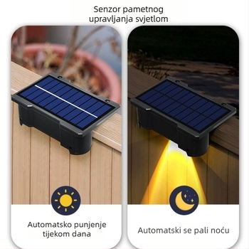 Solarna vanjska zidna svjetiljka za vrt, IP65 vodootporna, zidno osvjetljenje tipa wash, rasvjeta ograde vile, dekorativne projektorske svjetiljke za stepenice