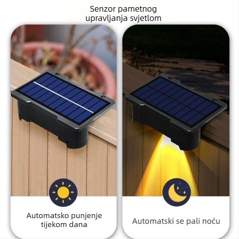 Solarna vanjska zidna svjetiljka za vrt, IP65 vodootporna, zidno osvjetljenje tipa wash, rasvjeta ograde vile, dekorativne projektorske svjetiljke za stepenice