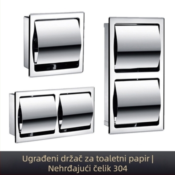 Ugradbena zidni kutija za papir od 304 nehrđajućeg čelika i skriveni držač za dvostruku rolu toaletnog papira za hotelske kupaonice