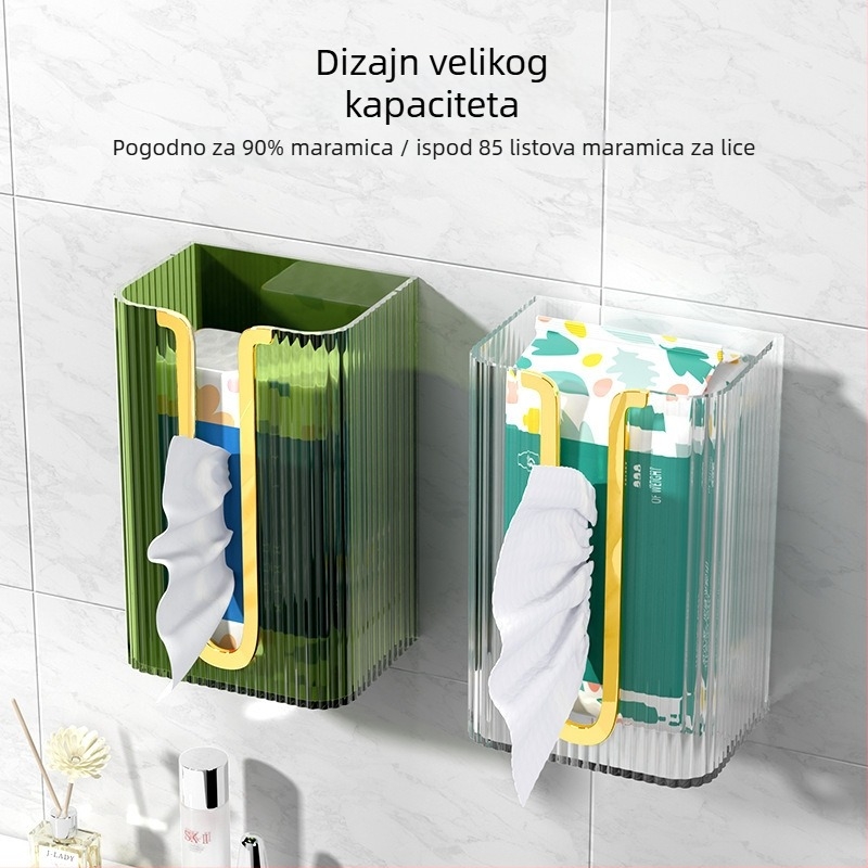Zidna kutija za papirnate maramice od prozirnog akrila, velika, višenamjenska, luksuzno bijela
