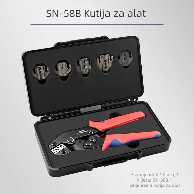 SN-58B Kutija alata s krimpanjem i 5 setova kalupa za elektroinstalacije – prijenosna kutija za pohranu