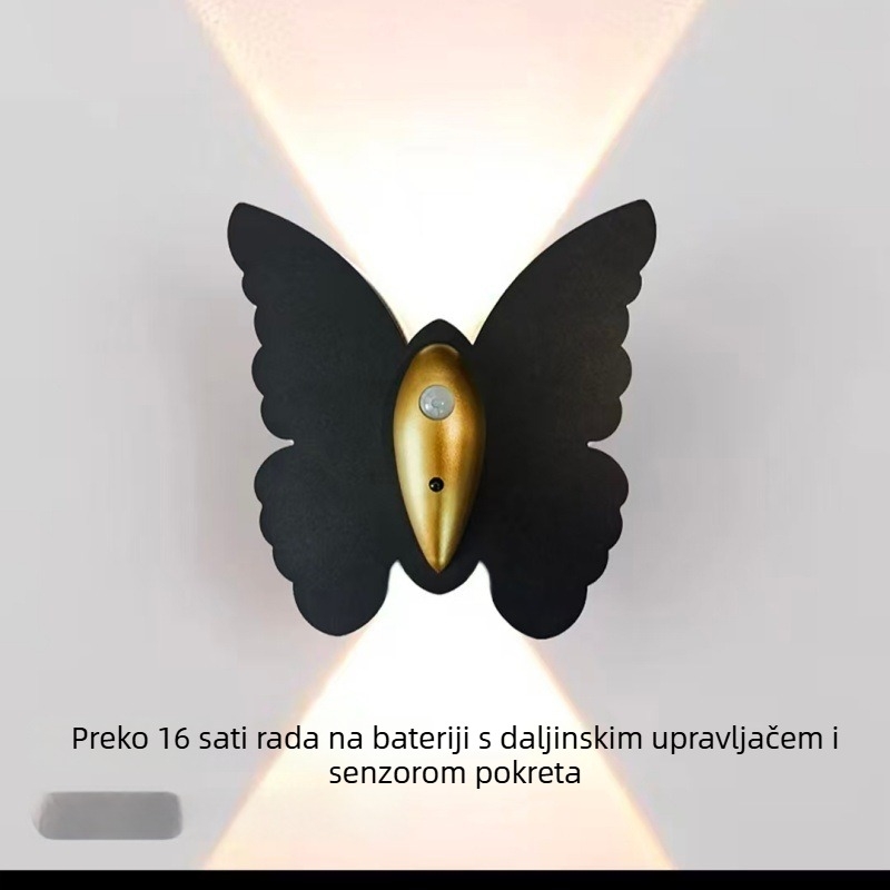 Leptirova zidna LED lampica sa senzorom pokreta, bežična magnetska, punjiva