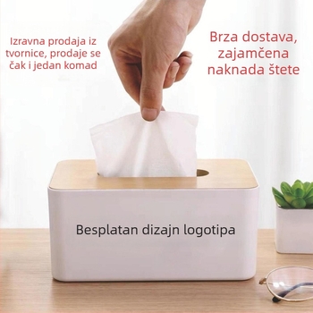 Japanski stil minimalistička kutija za maramice s drvenim poklopcem, za stol i auto, s otisnutim logom.
