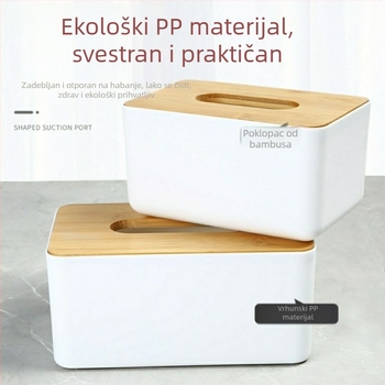 Japanski stil minimalistička kutija za maramice s drvenim poklopcem, za stol i auto, s otisnutim logom.